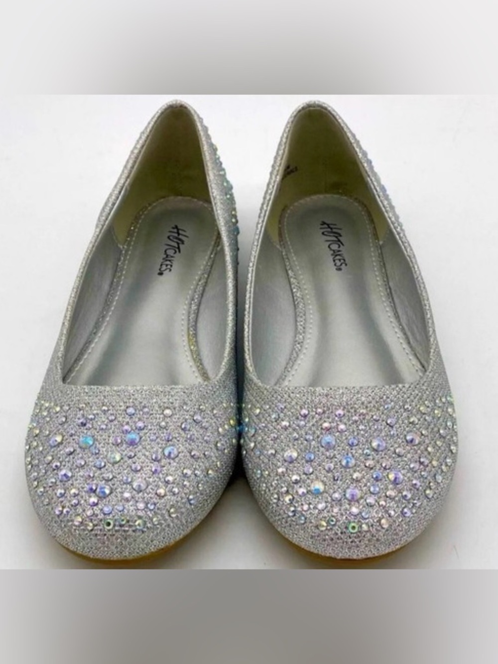 Hot Cakes Silver Crystal Ballet Flats